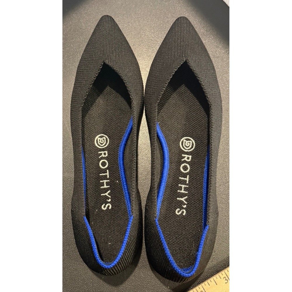 Rothys Womens 8 The Point Flats Black Pointed Toe Sustainable Knit Shoes Slip On
